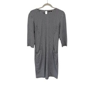 J. McLaughlin Catalyst Dress Size Large Black and White Print POCKETS!